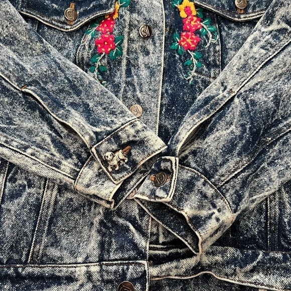 Las Manos Women’s Bohemian style hand embroidered Denim Jean Jacket Size Large - Picture 11 of 15